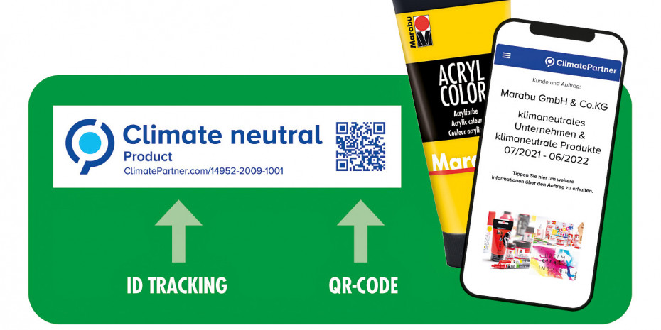 Alle Marabu-Produkte sind nun klimaneutral. Die Etiketten werden nach und nach mit dem Climate Partner Siegel gelabelt. 