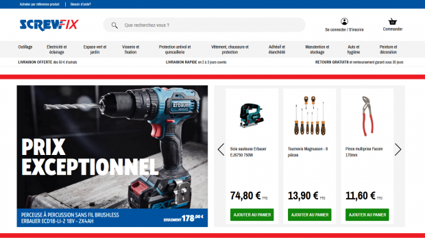 Screwfix hat einen Online-Shop in Frankreich eröffnet.