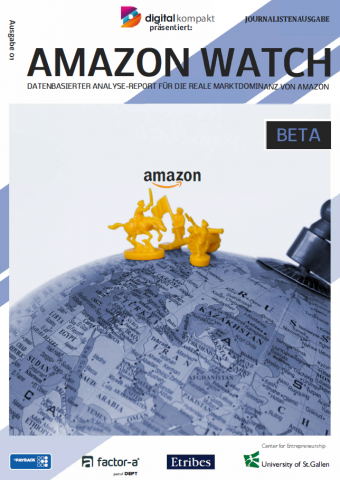 Der "Amazon Watch Report" wird von digital kompakt, Payback, factor-a, der Universität St. Gallen und Etribes herausgegeben. Der "Amazon Watch Report" wird von digital kompakt, Payback, factor-a, der Universität St. Gallen und Etribes herausgegeben.