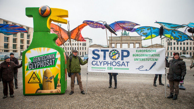 Proteste gegen den Einsatz von Glyphosat in der Landwirtschaft und in Privatgärten gibt es immer wieder (Bild: Flickr_32657923221_0f1edc3509_z.jpg).