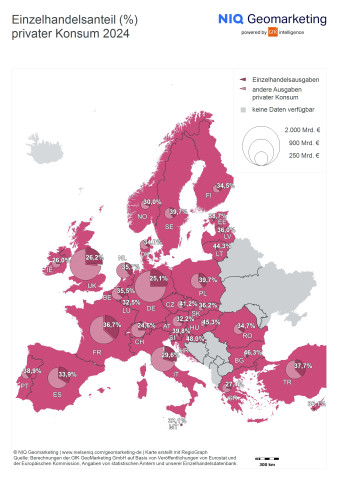 Einzelhandelsanteil Privater Konsum Europa 2024.