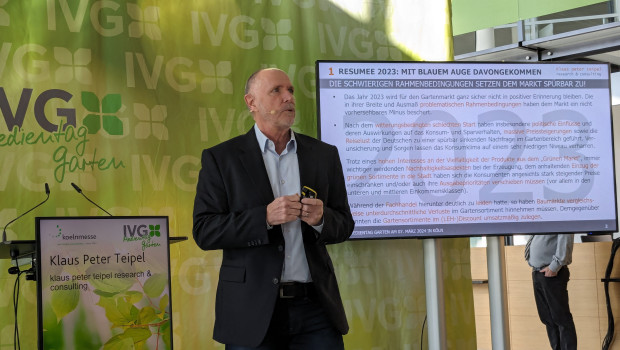 Der Branchenexperte Klaus Peter Teipel berichtete von den problematischen Rahmenbedingungen für den Gartenmarkt 2023.