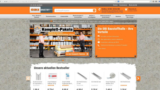 Obi liefert jetzt Baustoffe auch per Online-Bestellung.