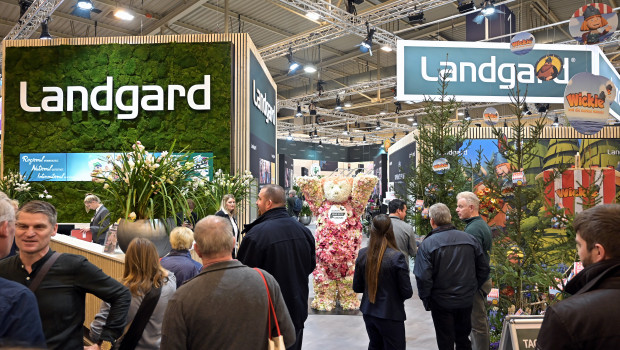 Die Landgard - das Bild zeigt den großen Messestand auf der IPM 2020 - hat das vergangene Jahr in der Sparte Blumen und Pflanzen mit einem deutlichen Umsatzplus abgeschlossen.