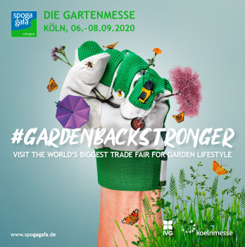 Mit einem kämpferischen Key Visual und dem Hashtag #gardenbackstronger unterstreicht die Koelnmesse ihren Willen, die Spoga+Gafa 2020 stattfinden zu lassen.