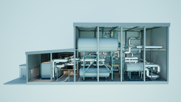 Entwurfslayout: Der Speicher der Energynest Power-to-Heat-Anlage&nbsp; besteht aus 24 Modulen, in denen Wärme in Betonröhren gespeichert und über Thermalöl transportiert wird.