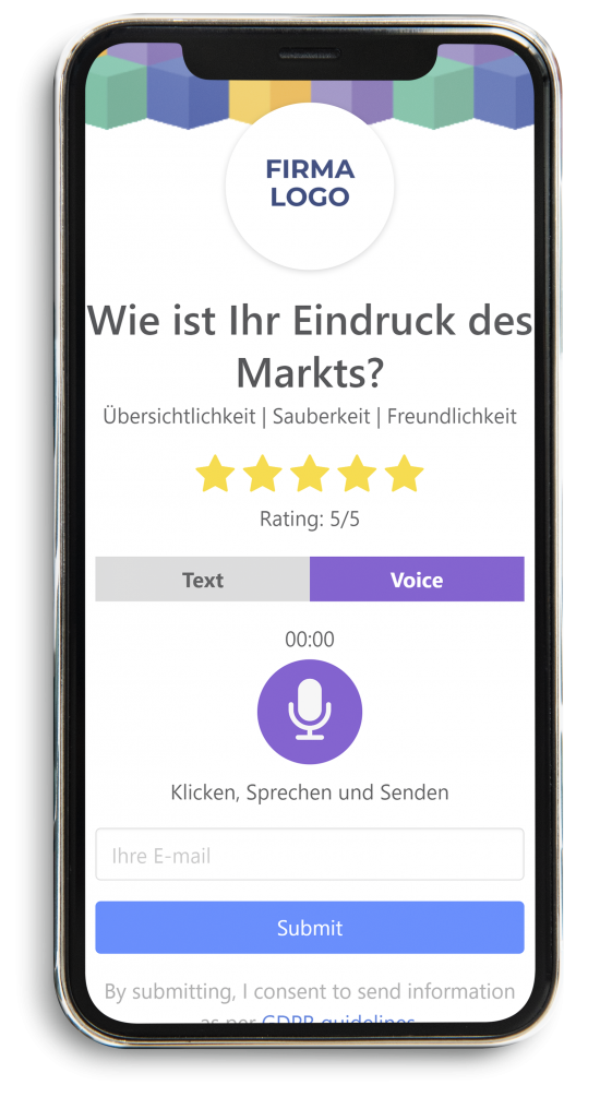 Der Nutzer kann über das Smartphone Feedback geben.