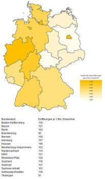 Die neuen Bundesländer liegen weit abgehängt hinter dem Westen zurück, so eine Analyse unter mehr als 10.000 Neueröffnungen des Internetportals www.oeffnungszeitenbuch.de.