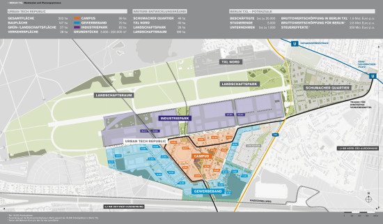 Plan des gesamten Plangebiets Berlin TXL, von dem das Schumacher Quartier ein Teil ist.