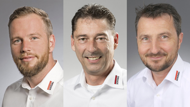 Matthias Kleitz, Reiner Weber und Sven-Oke Märtin (v. l.) verstärken den Fachhandels-Vertrieb des Kleb- und Dichtstoffherstellers Soudal. Matthias Kleitz, Reiner Weber und Sven-Oke Märtin (v. l.) verstärken den Fachhandels-Vertrieb des Kleb- und Dichtstoffherstellers Soudal.