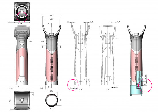 Solche Designskizzen dienen zusammen mit 3-D-Druck-Handmustern zur Entwicklung von Füllsimulationen. 