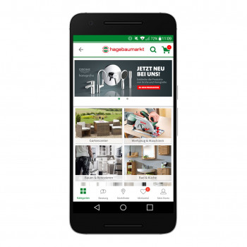 Die App für hagebau.de ist für das Online-Shopping als auch als Einkaufshelfer im stationären Handel konzipiert.