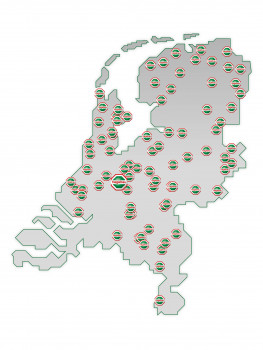 Die Standorte von BMN Bouwmaterialen in den Niederlanden.