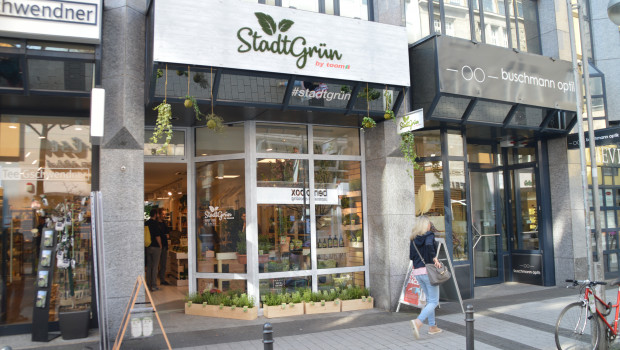 In der Kölner Innenstadt betreibt Toom Baumarkt derzeit für drei Monate einen Pop-up-Store als "Stadtgrün by toom".