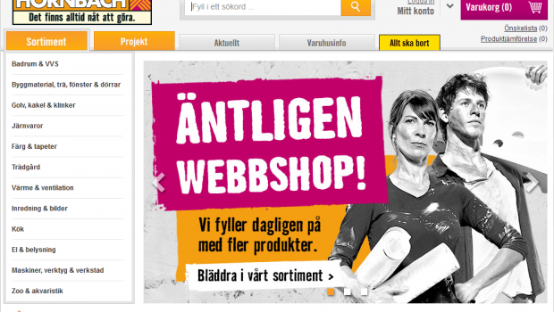 "Det finns alltid nåt att göra": Hornbach hat nun auch einen Onlineshop in Schweden - getreu dem Motto: Es gibt immer was zu tun.