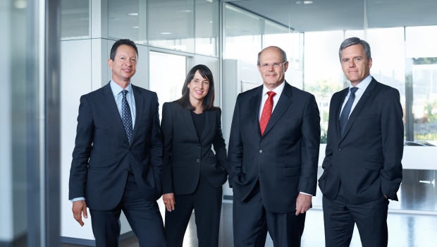 Freudenberg Home and Cleaning Solutions (v. l.): Dr. Arman Barimani CTO, Karin Overbeck CMO, Dr. Klaus Peter Meier CEO, Frank Reuther CFO.