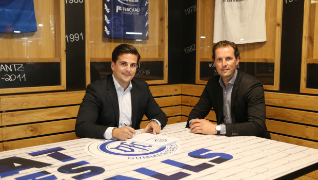 Sabo-CEO Fatmir Veselaj (l.) und Christoph Schindler,_Geschäftsführer VfL Gummersbach, haben den Sponsorenvertrag unterzeichnet.