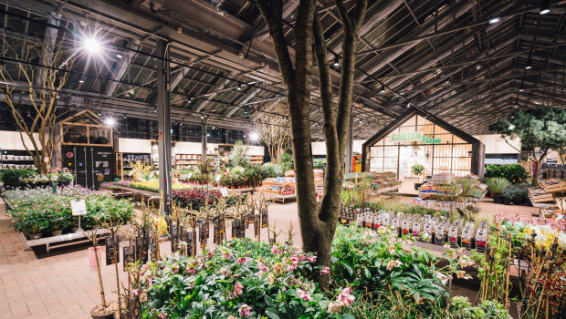 Durch intelligente Steuerung und entsprechende Leuchtmittel können Baumärkte und Gartencenter - hier das Beispiel Grüntopia Kremer in Remscheid - erhebliche Energieeinsparungen erzielen.