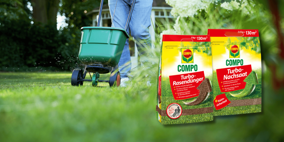 &nbsp;Wir verlosen 5 x je einTurbo-Set bestehend&nbsp;aus COMPO Turbo&nbsp;Rasendünger und&nbsp;COMPO Turbo Nachsaat