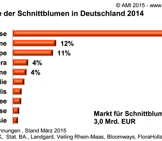 Anteile der Gesamtausgaben für Schnittblumen in der AMI-Statistik.
Anteile der Gesamtausgaben für Schnittblumen in der AMI-Statistik.
