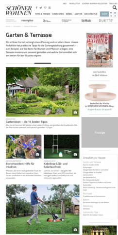 Die neuen Garten-Seiten von schoener-wohnen.de bieten Tipps und Anregungen fürs grüne Wohnzimmer. Die neuen Garten-Seiten von schoener-wohnen.de bieten Tipps und Anregungen fürs grüne Wohnzimmer.