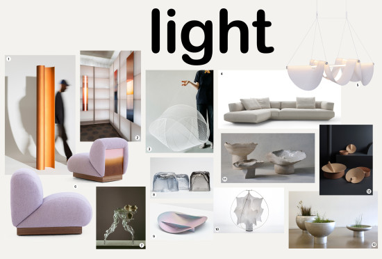 Die Trendrichtung „Light“ zeigt scheinbar schwerelose Designs, die mal beruhigend,  mal energiegeladen wirken.  Die Trendrichtung „Light“ zeigt scheinbar schwerelose Designs, die mal beruhigend,  mal energiegeladen wirken.