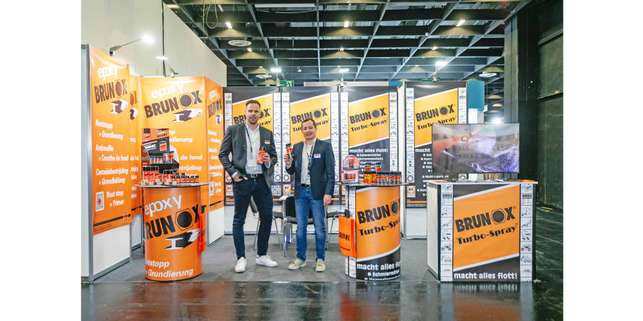 Das Turbo-Spray sowie der Rostlöser und Grundierer Epoxy standen im Fokus des Messe­auftritts von Brunox.