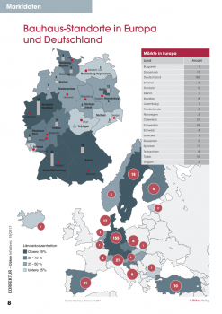 Standorte von Bauhaus in Deutschland und Europa. [Stand: Juli 2017]