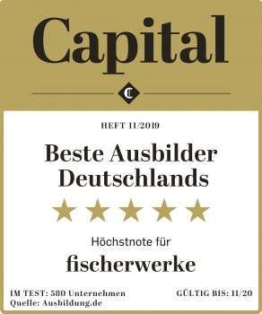 Das Wirtschaftsmagazin Capital und die Talentplattform Ausbildung.de ermittelten in einer bundesweiten Umfrage „Beste Ausbilder Deutschlands“ und kürten Fischer als Gewinner.