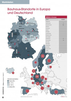 Standorte von Bauhaus in Deutschland und Europa. [Stand: Juli 2017]