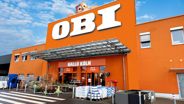 Visualisierung der Obi-Marktfassade im neuen Markendesign.
