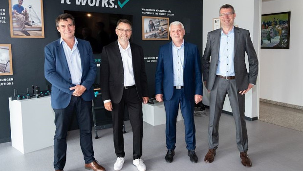 Das neue Managementboard von Wolfcraft (v. l.): Holger Placke, Stefan Weigel, Bernd Weber und Dr. Thomas Ardelt.