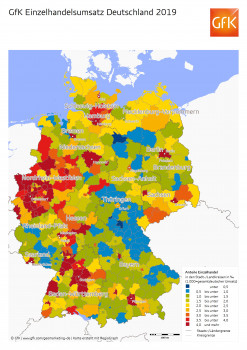 So stellt sich der stationäre Einzelhandel auf Kreisebene mit Blick auf den Anteil am Gesamteinzelhandelsumsatz laut GfK dar.